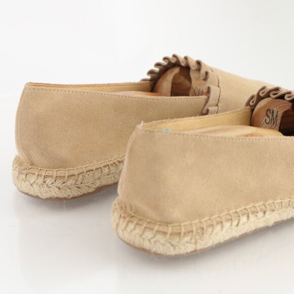 Talbots Womens Izzy Espadrilles Flat Size 9 Tan Nude Suede Ruffle Slip On Shoe - Picture 4 of 12